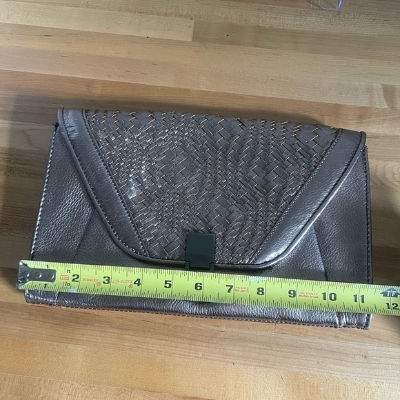 Elliott Lucca Bronze Metallic Woven Leather Convertible Clutch with Strap - Picture 11 of 12